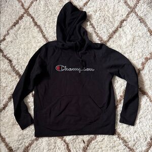 Champion Black Hoodie with Embroidered Logo